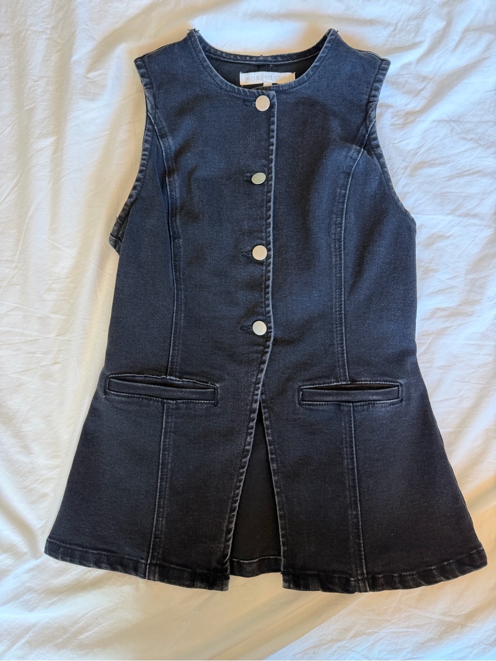 MORGAN by Morgan De Toi Black Sleeveless Button-Front Denim Top